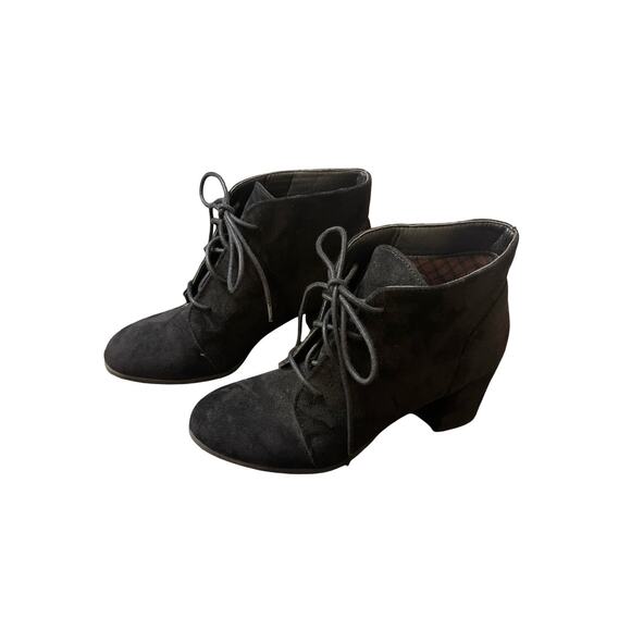Madden Girl Shoes - Madden Girl Womens Boots Size 8.5 Black Lace Up Textile Ankle Boots Block Heel